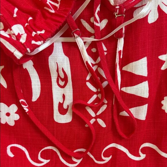 NWT Paper Heart Red Maxi Dress Linen Blend Mexico Size XS Anthropologie - Picture 5 of 8